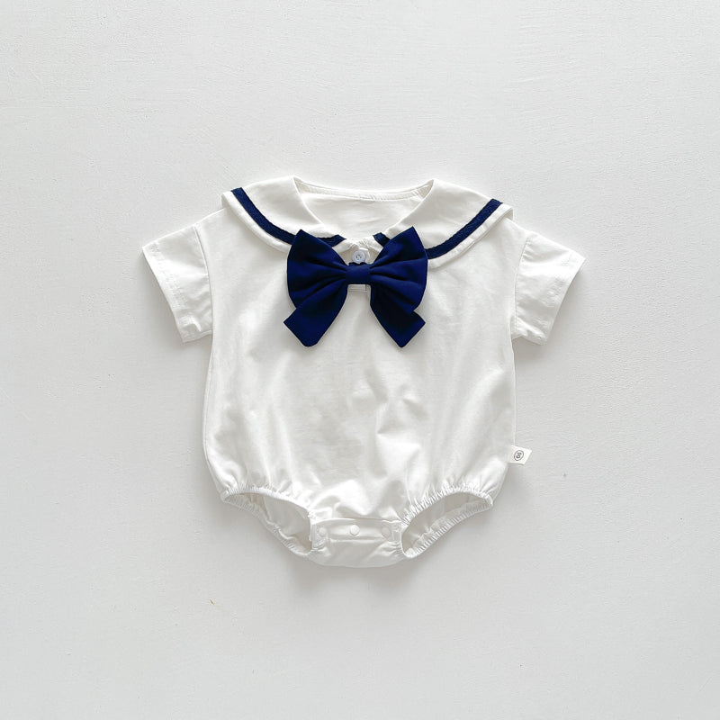 【BABY】夏新作 蝶結び付きポロシャツロンパースSK091321