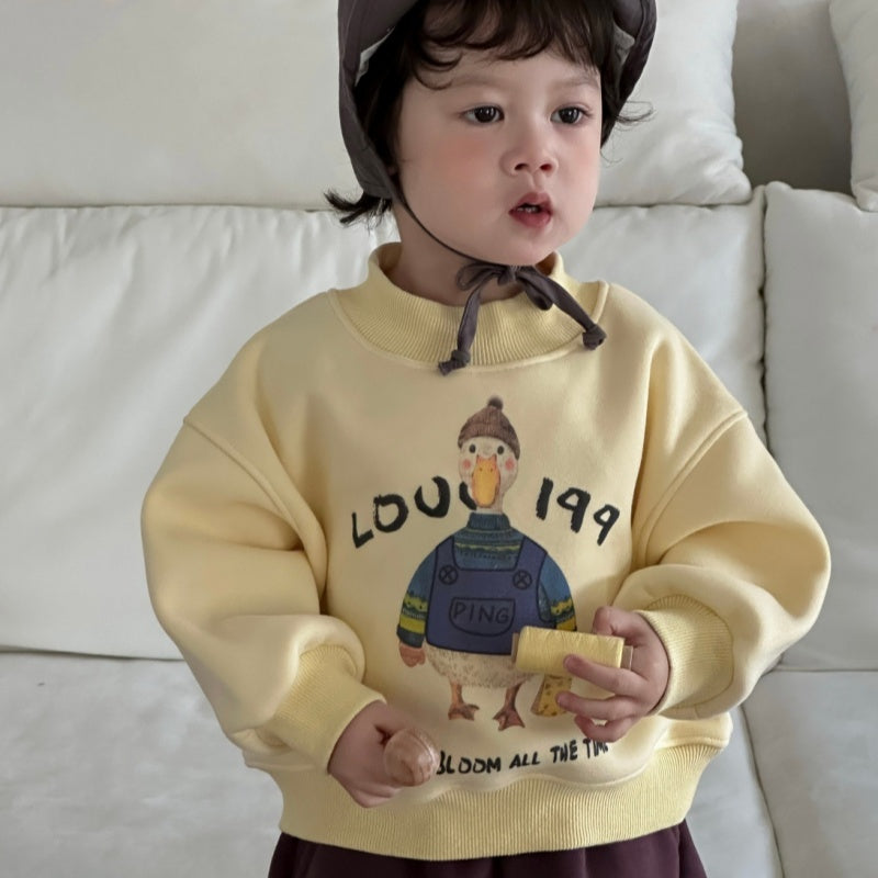 【BABY&KID】アヒル柄厚手スウェット、裏起毛パンツSK102134