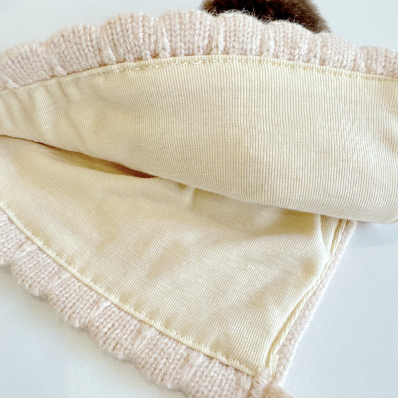 【HAT】波型ポンポンニット帽子SK101607