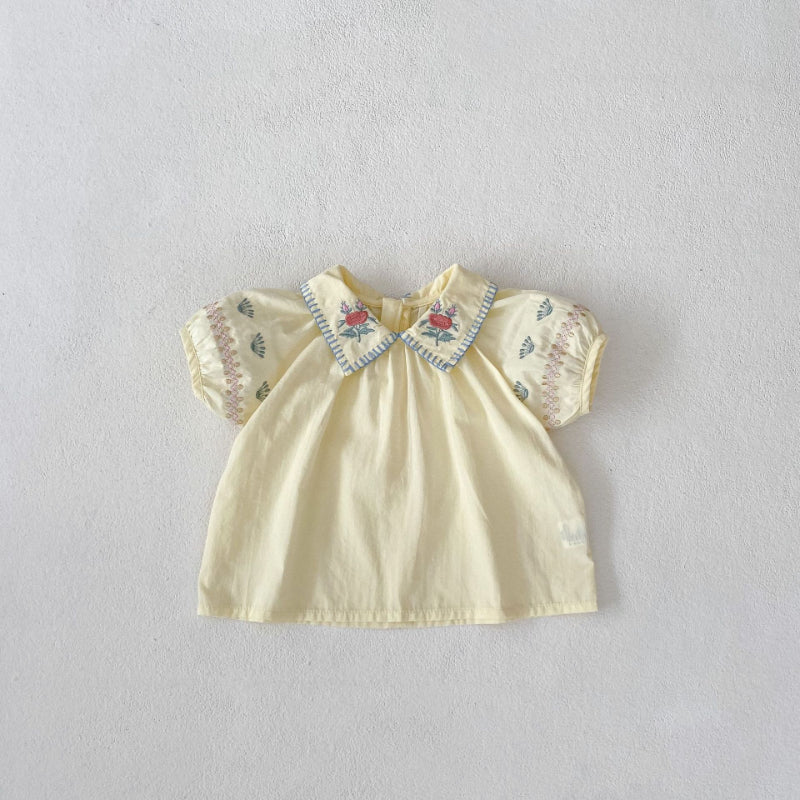 【BABY】夏新作 花柄刺繍襟付きセットアップSK010231