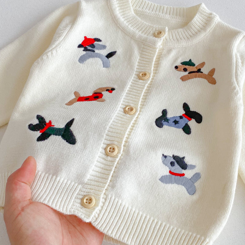 【BABY】わんちゃん刺繍ニットカーディガンSK092426
