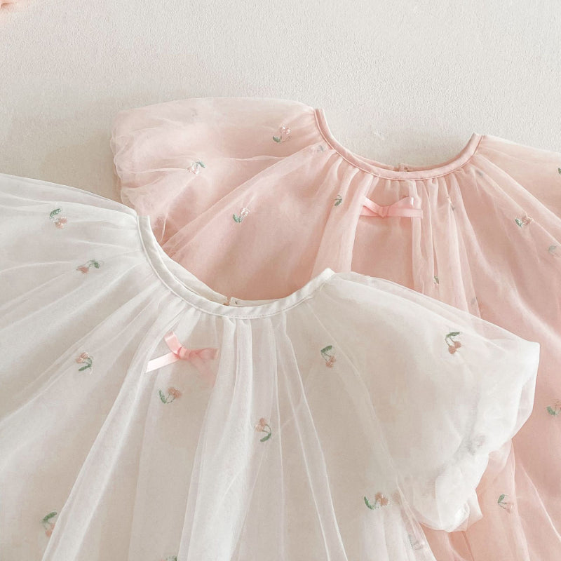 【BABY&KID】夏新作 メッシュ刺繍ワンピースSK070512