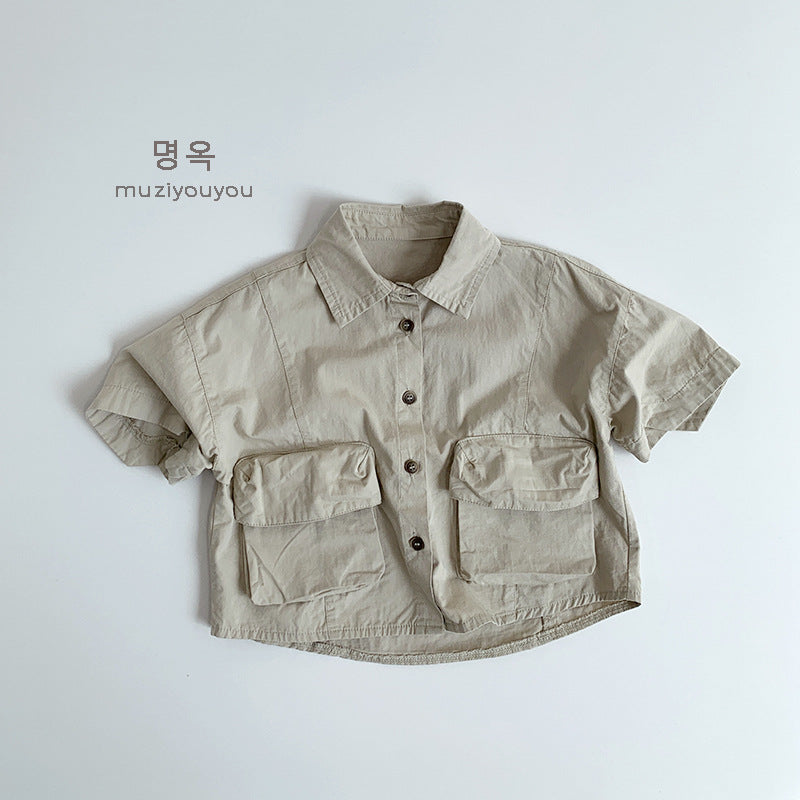 【BABY&KID】夏新作 ポケット付き半袖シャツSK080802