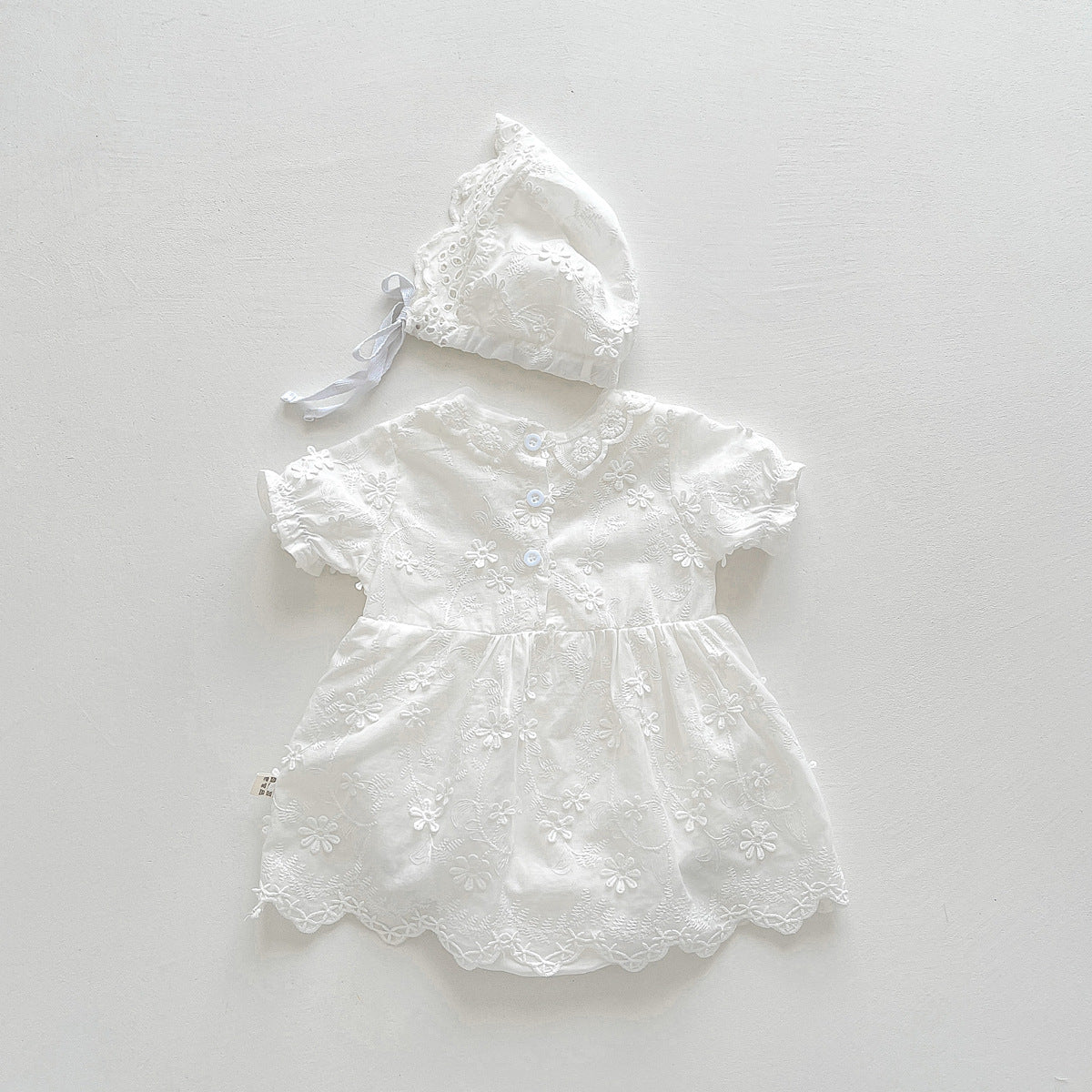 【BABY】夏新作 レース刺繍プリンセスロンパースドレス&帽子SK061820