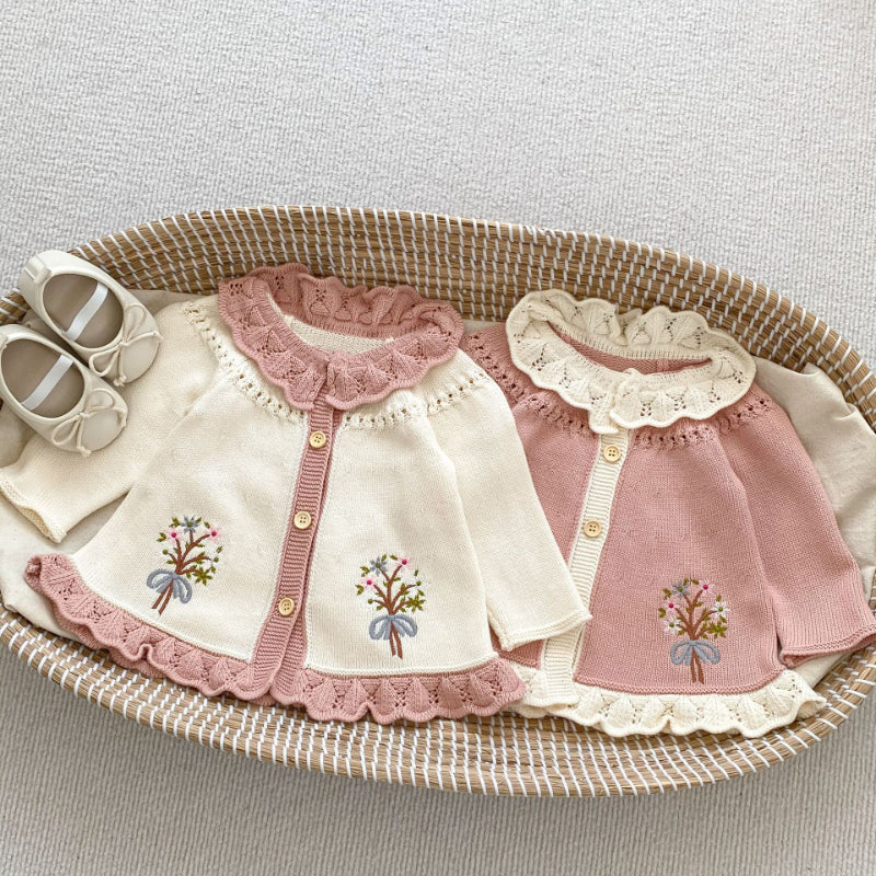 【BABY&KID】レトロ刺繍ニットカーディガンSK092911