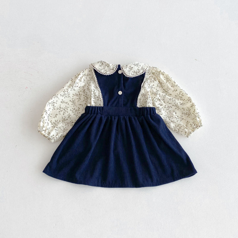 【BABY&KID】刺繍ベストワンピース/小花柄ブラウスSK011028