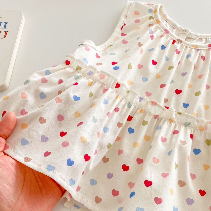 【BABY&KID】夏新作 ハートノースリーブセットSK070201