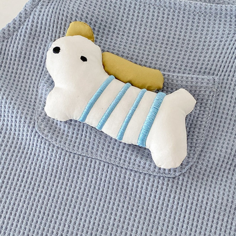 【BABY】いぬサロペットパンツ&ボーダートップス2点セットSK100404