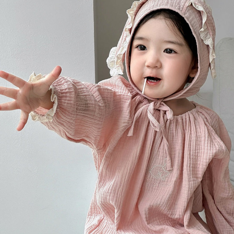 【BABY】ダブルガーゼカバーオール&うさ耳帽子SK100418