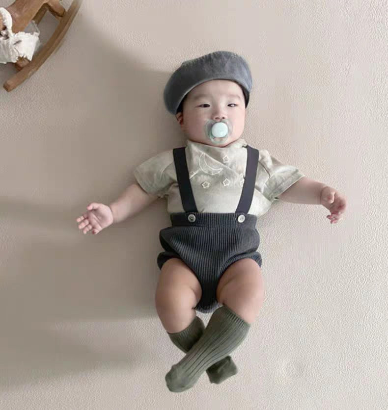 【BABY】ナチュラルニット無地サロペットSK031414