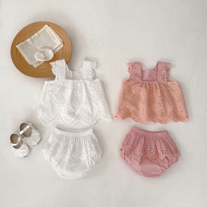 【BABY】夏新作 アイレットフラワー&ハートセットアップSK010229
