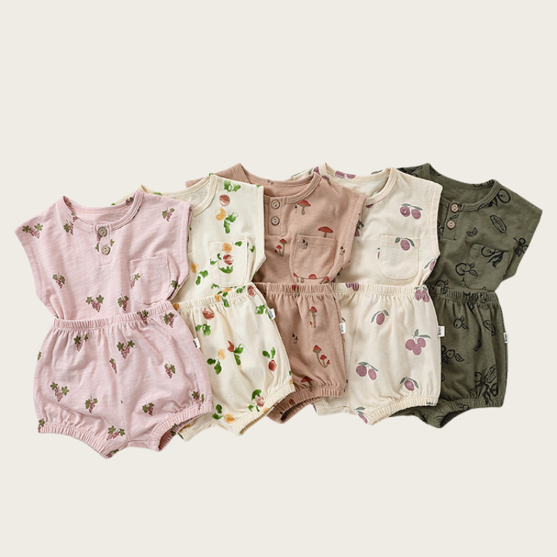 【BABY】夏新作 北欧風フルーツプリントコットンセットアップSKO71517