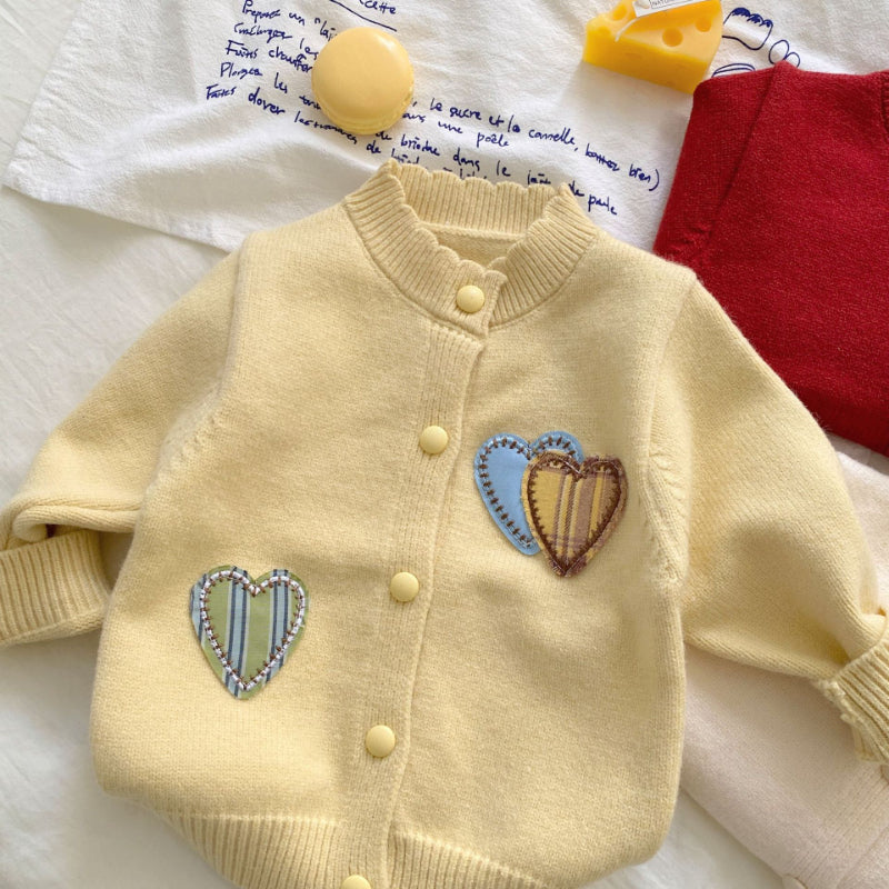 【BABY】ハートカーディガン&ニットパンツセットアップSK092907