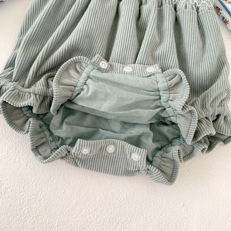 【BABY】コーデュロイ切替フリルロンパースSK100607