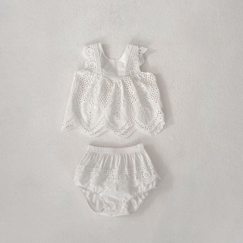 【BABY】夏新作 アイレットフラワー&ハートセットアップSK010229