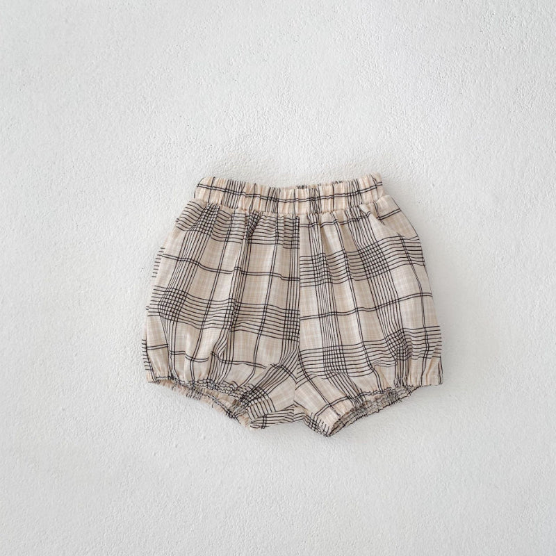 【BABY&KID】夏新作 刺繍フリル襟トップス&チェックショートパンツSK081524