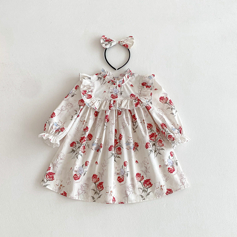 【姉妹服】ローズ柄ロンパース、ワンピースSK101140