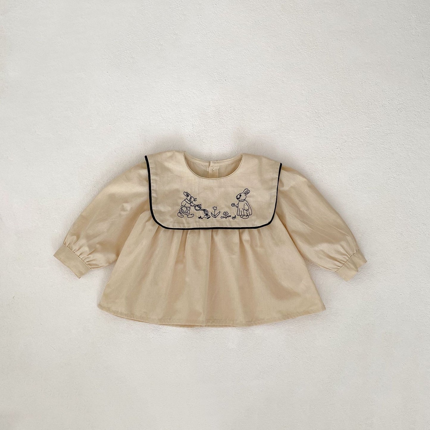 【BABY&KID】ウサギ刺繡襟トップス&ブルマSK031802