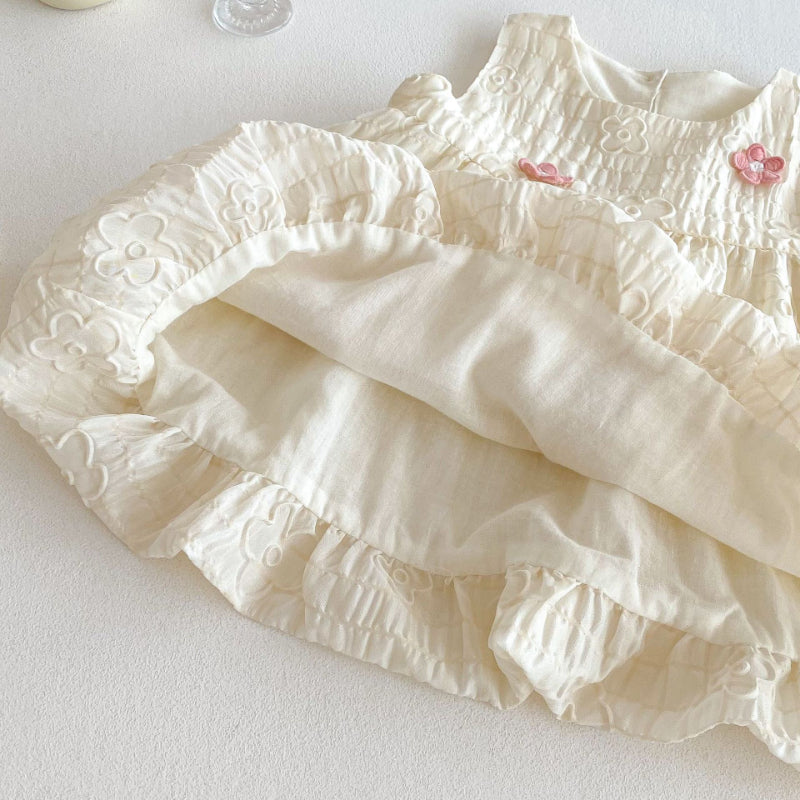 【BABY&KID】夏新作 立体フラワーノースリーブワンピースSK070507
