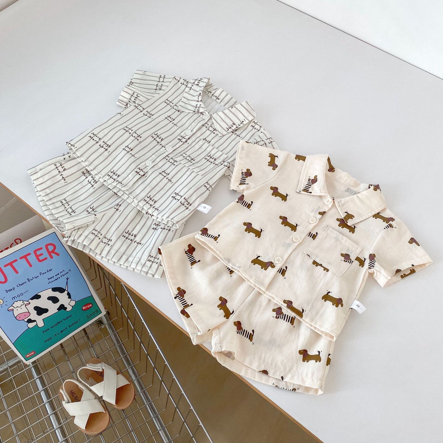 【BABY&KID】夏新作 ストライプ、ペット柄セットアップSK061804