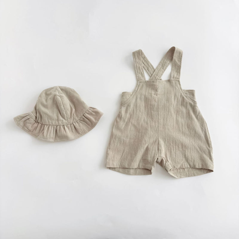 【BABY】夏新作 ナチュラル無地サロペット&帽子、TシャツSK072224