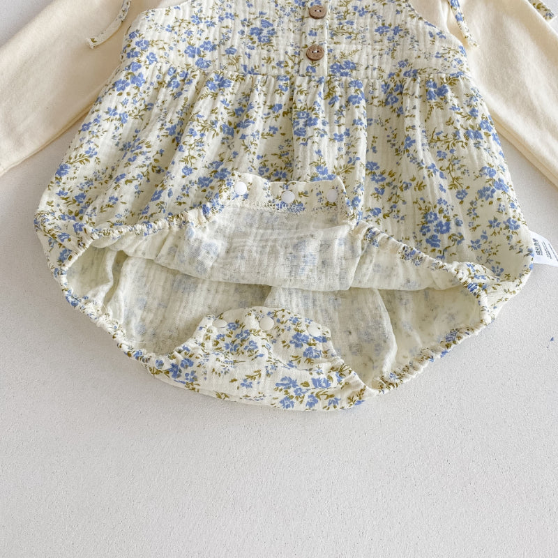 【BABY】フェイクレイヤード花柄ロンパースSK092805