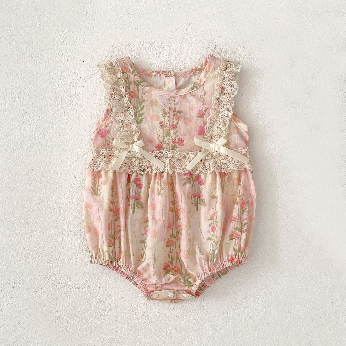 【姉妹服】夏新作 レース小花柄ロンパース、ワンピースSK081617