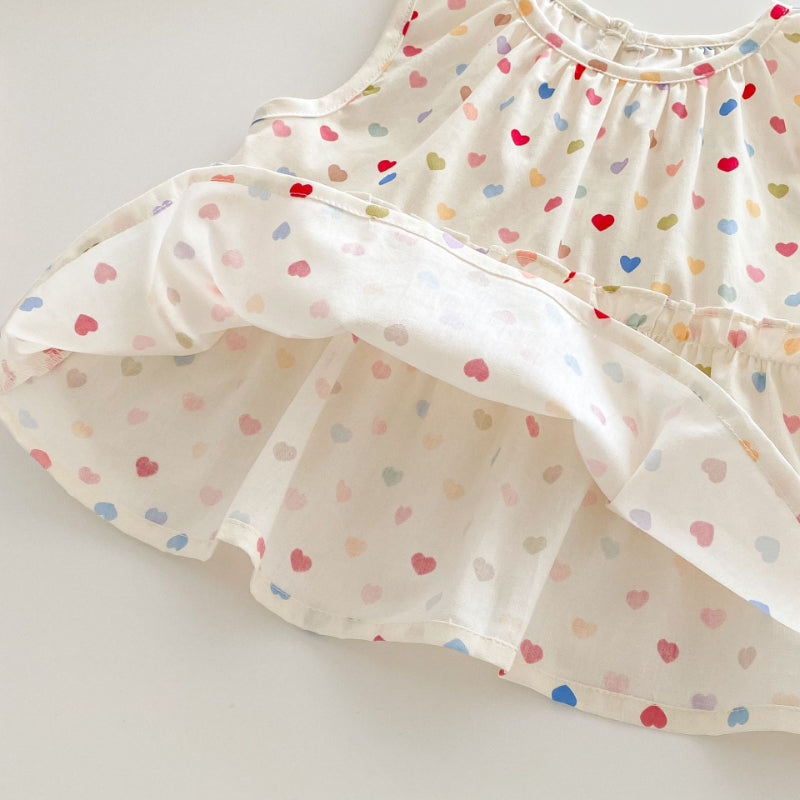 【BABY&KID】夏新作 ハートノースリーブセットSK070201