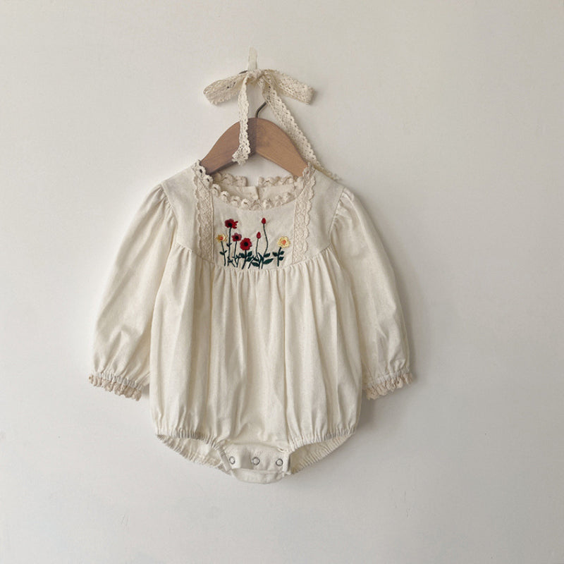 【BABY】花柄刺繍ロンパースSK101501