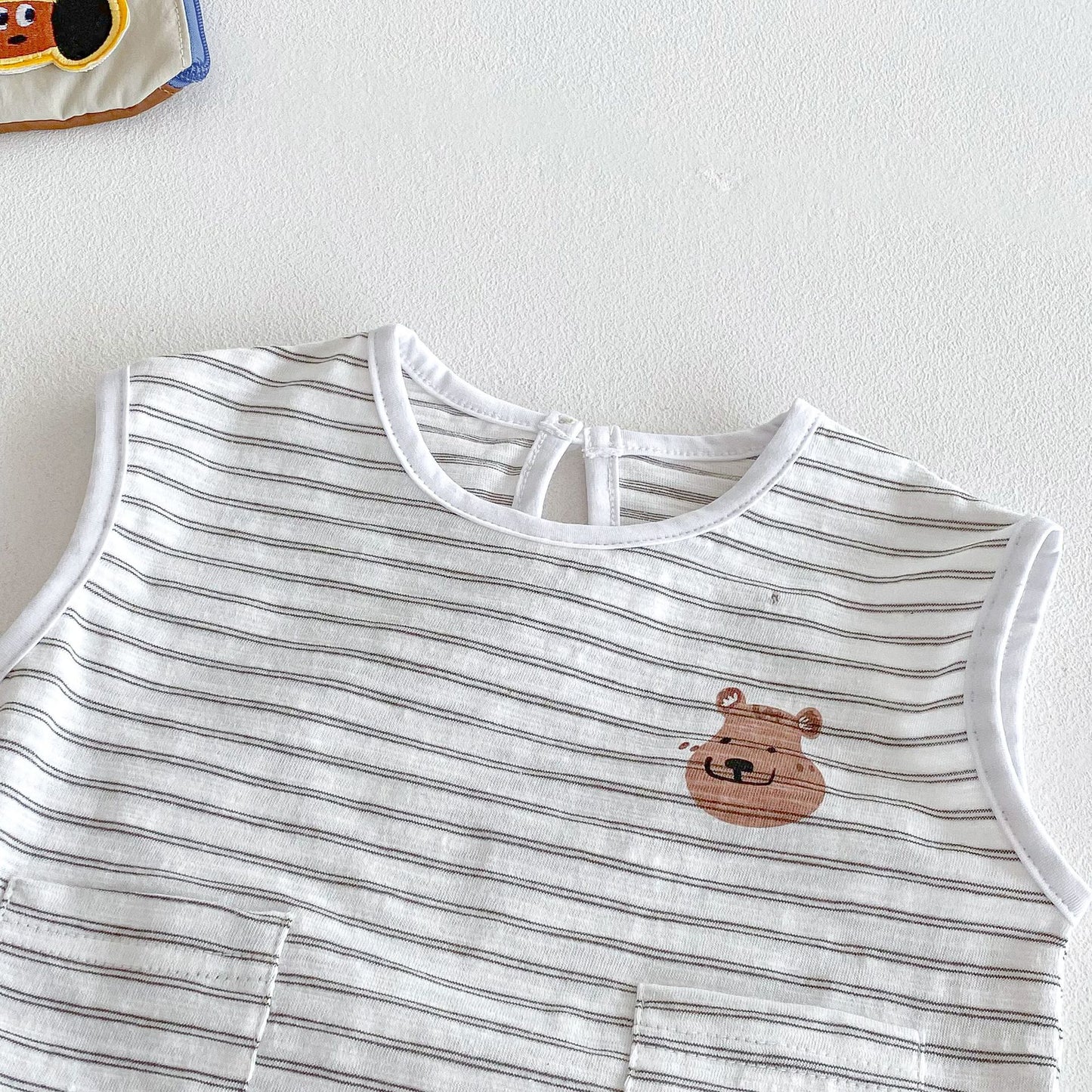 【BABY&KID】夏新作 クマボーダーノースリーブセットアップSKO71214