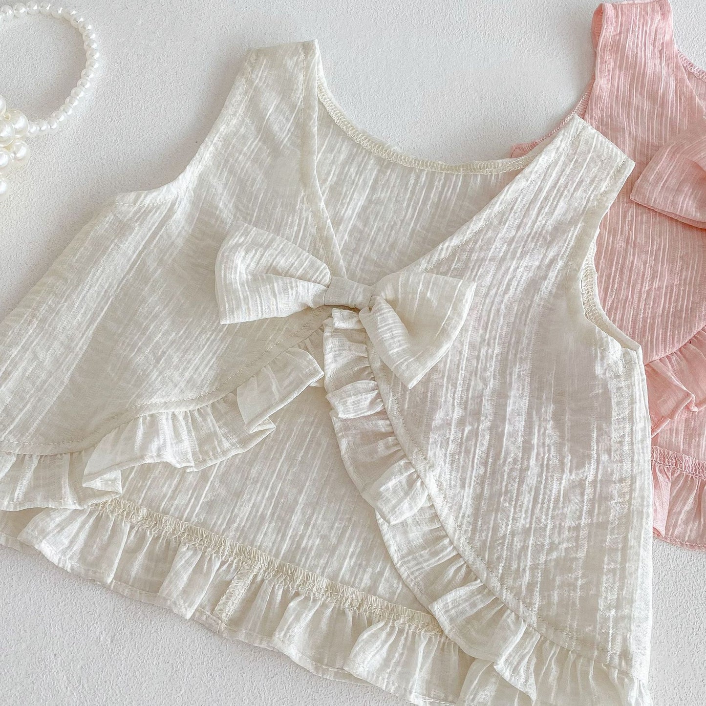 【BABY&KID】夏新作 パステルカラー蝶結び付きセットアップSKO71215