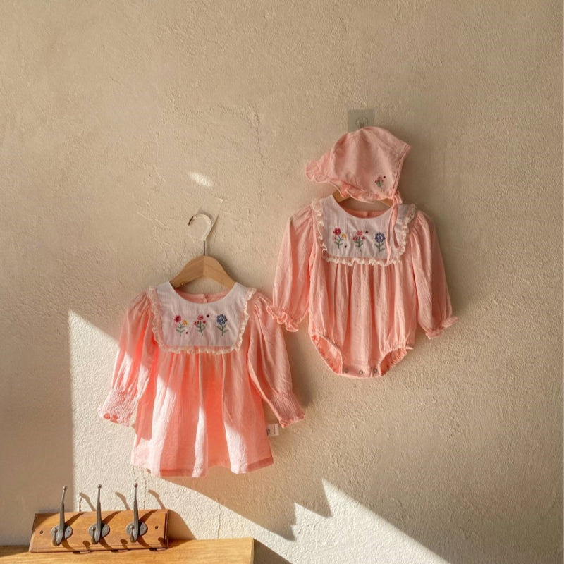 【BABY】花刺繍ワンピース&帽子SK101538