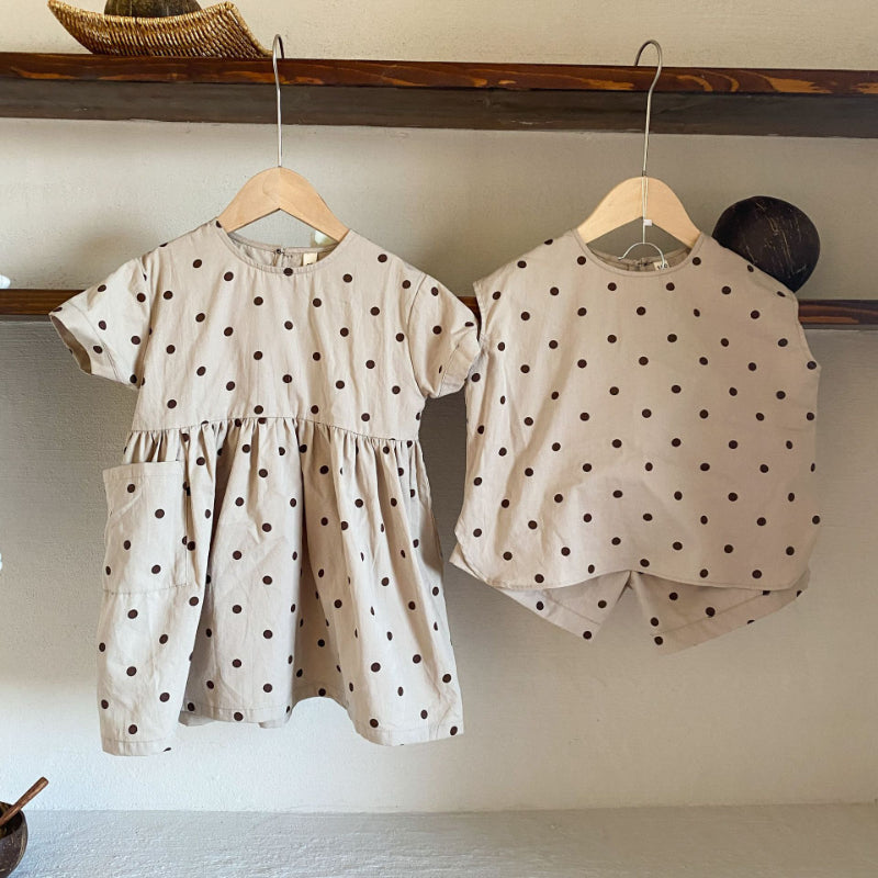 【BABY&KID】夏新作 ノースリーブドットセットアップ、ワンピースSK072109