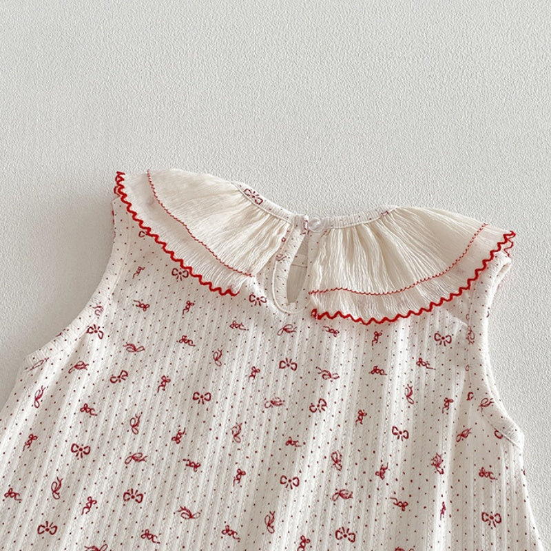 【BABY】夏新作丸襟蝶結び総柄カバーオールSK104818