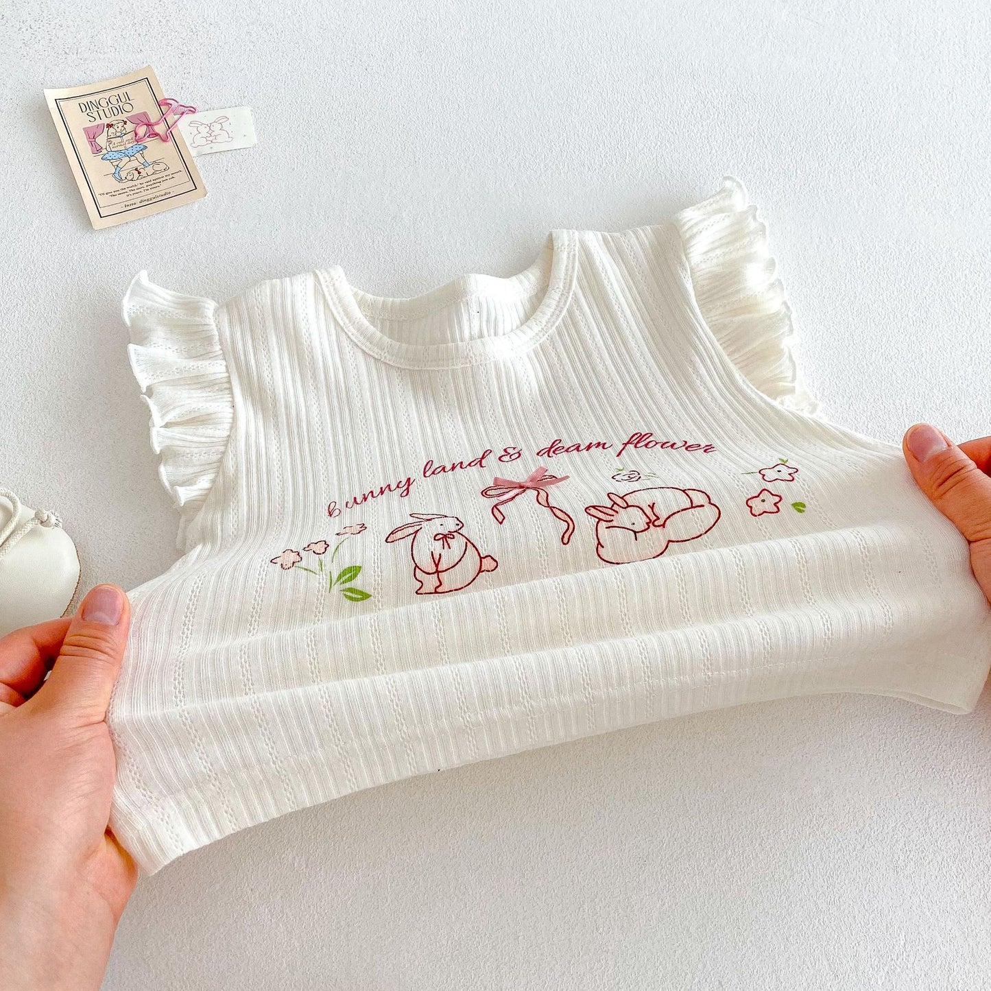 【BABY&KID】夏新作 うさぎプリントトップス、チェックショートパンツSKO71218