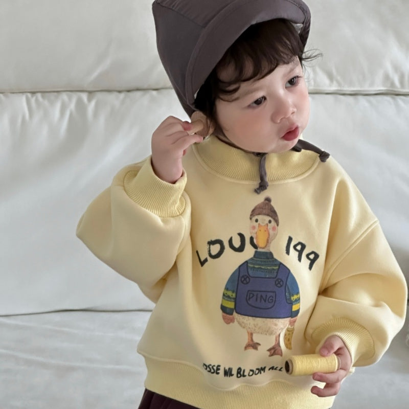 【BABY&KID】アヒル柄厚手スウェット、裏起毛パンツSK102134