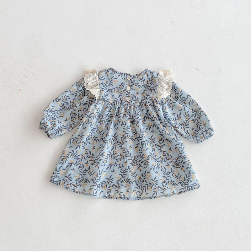 【BABY&KID】レトロ長袖プリントワンピースSK011015