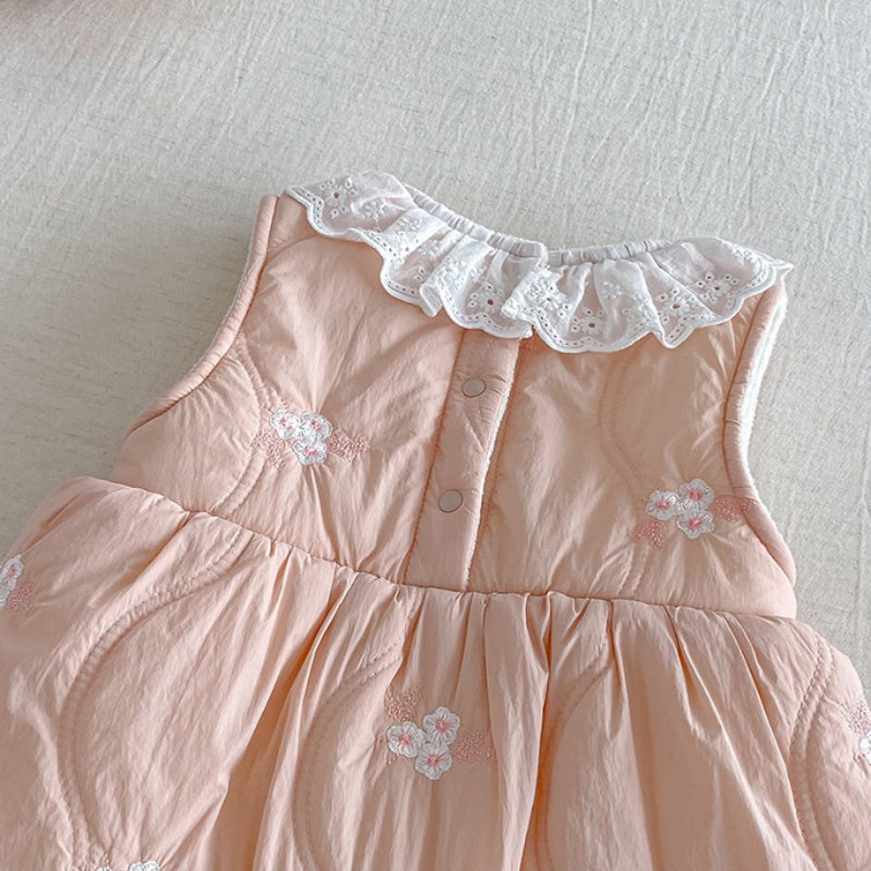 【BABY】冬新作お花刺繍レース襟カバーオールSK103112