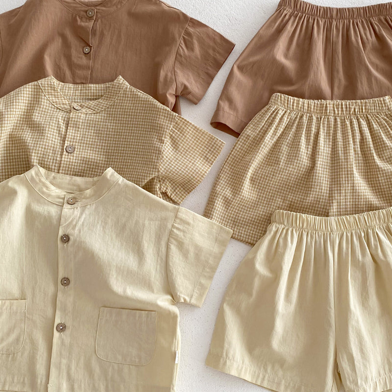 【BABY&KID】夏新作 無地半袖セットSK071023