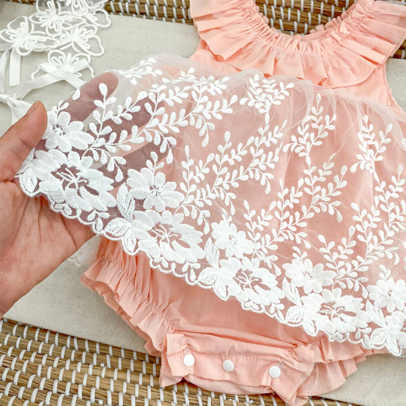 【BABY】夏新作 刺繍ソフトチュールロンパースSK081605
