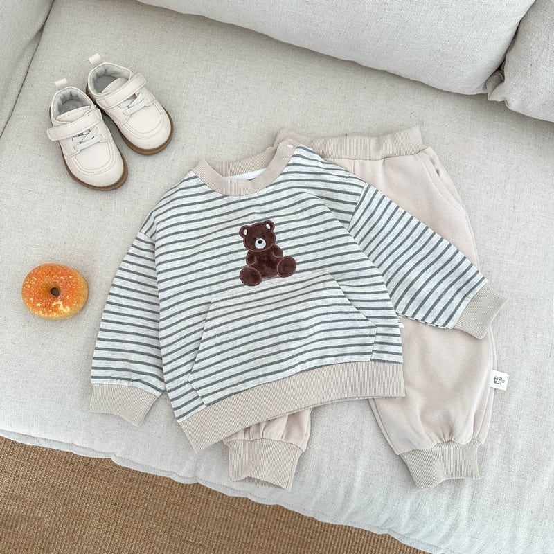【BABY&KID】ポケット付きボーダートップス&パンツSK051402
