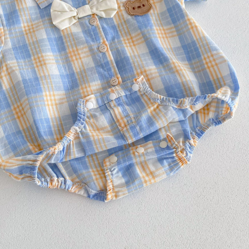 【BABY】夏新作 Sweet bearチェックロンパース、サロペットSK062910