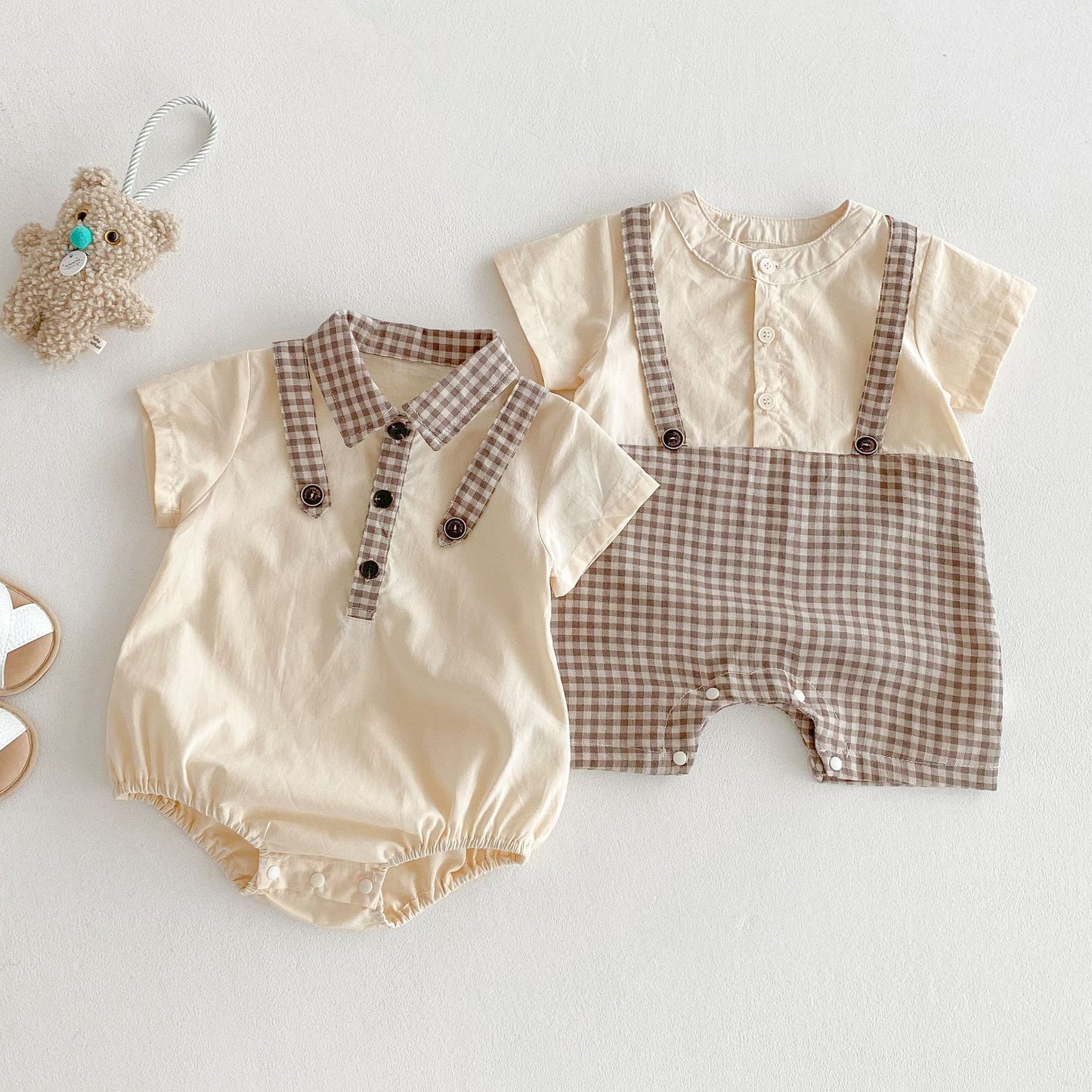 【BABY】夏新作 プリンスチェックロンパース、オールインワンSK062328