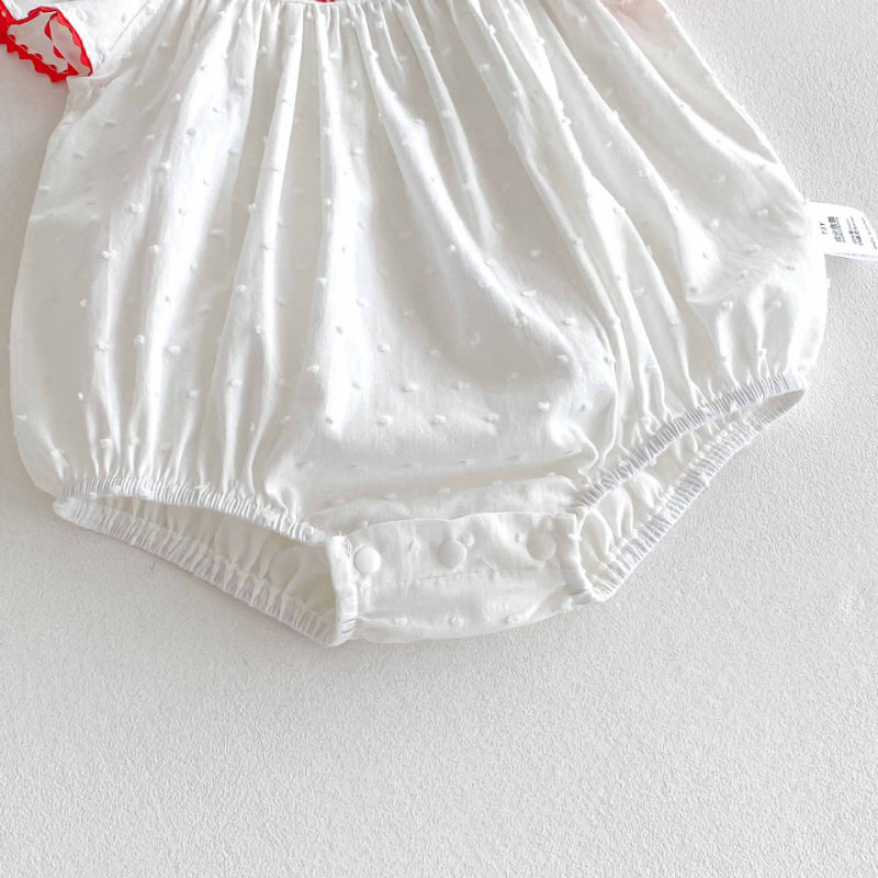 【BABY】夏新作 いちご刺繍ロンパースSK090304