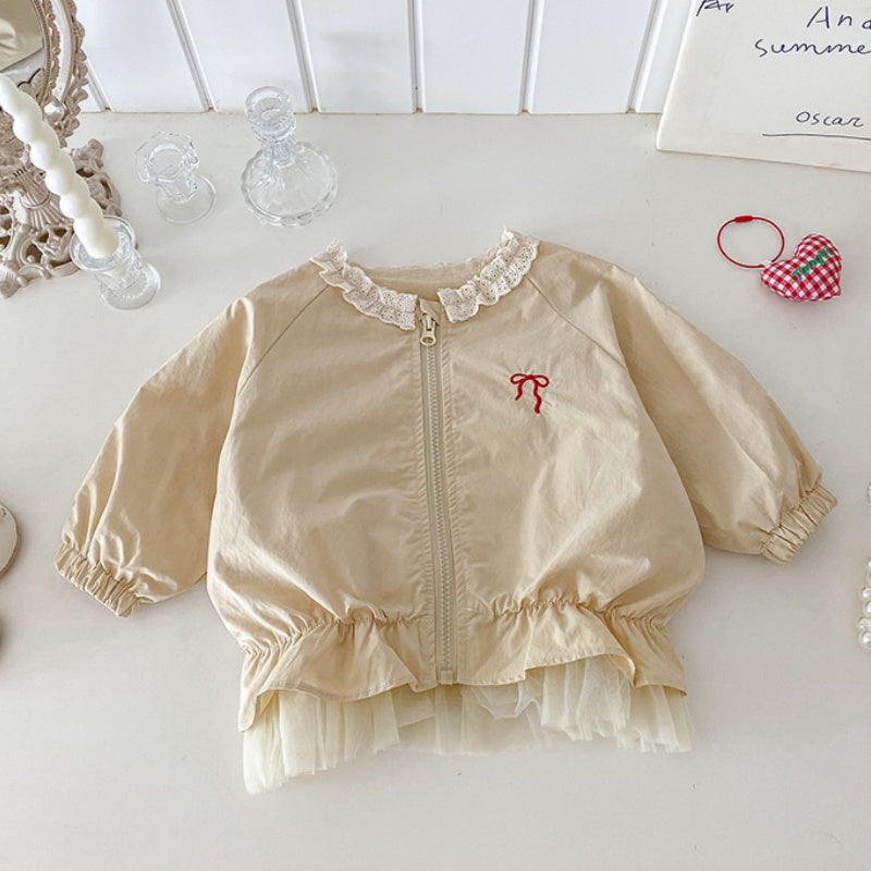 【BABY】蝶結び刺繍チュール縁アウターSK100450