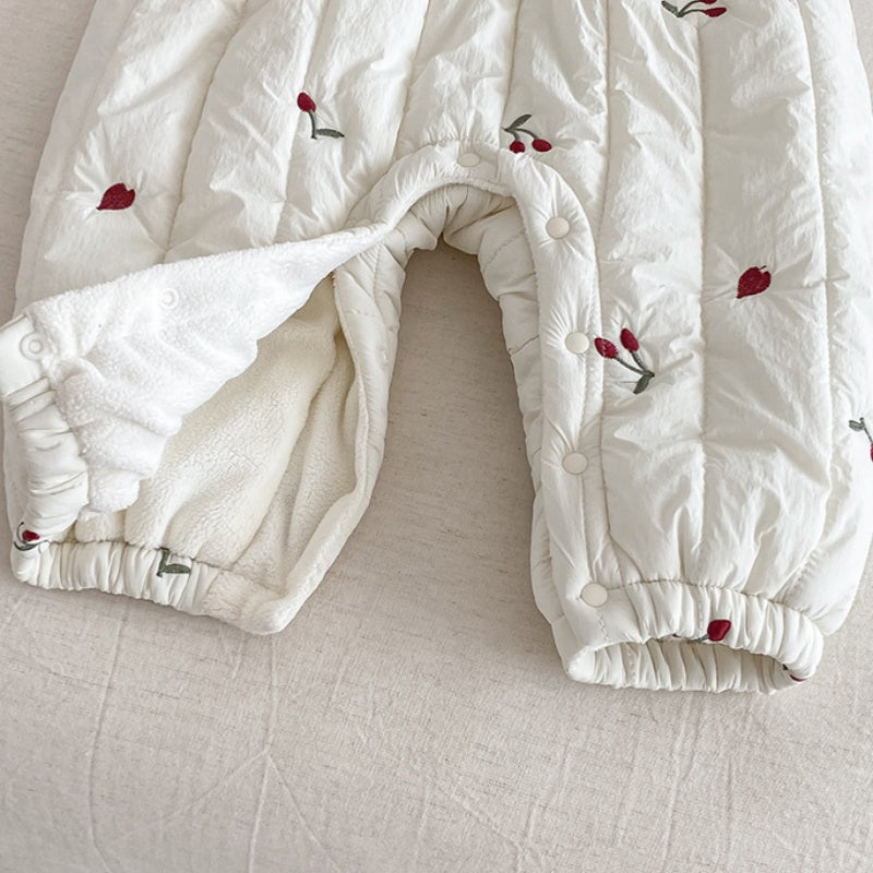 【BABY】冬新作チェリー刺繍キルティングカバーオールSK103109