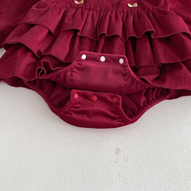 【BABY】冬新作蝶結びティアードカバーオールスカートSK102708