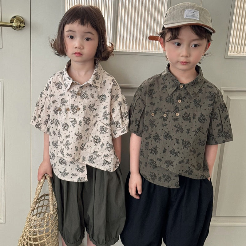 【BABY&KID】夏新作 フラワープリント半袖シャツSK080515