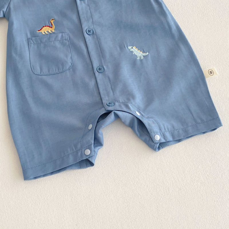 【BABY】夏新作 韓国風恐竜刺繍ロンパースSK070105
