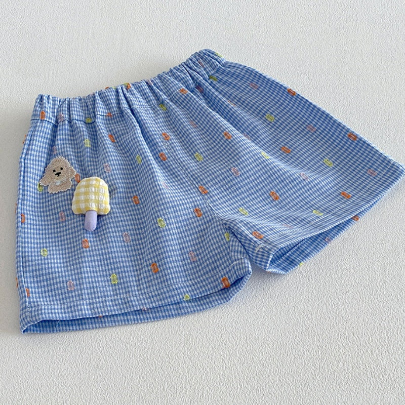 【BABY】夏新作カートゥーンチェックセットアップSK105309